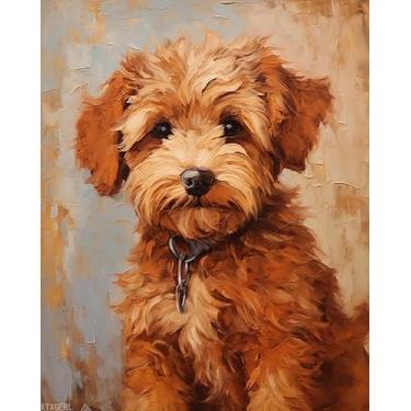 Imagem de XTXGERL Kit de pintura em tela para adultos, cachorro buldogue, kit de pintura acrílica DIY, artesanato de pintura para desenho, decoração de parede moderna para casa, 40 x 50 cm