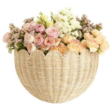 Imagem de Cesto de parede de vime recortado original, cestas de vime tecidas à mão, cesta de vime para flores, porta da frente, banheiro, armazenamento