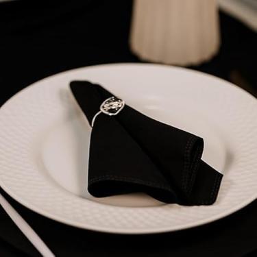 Imagem de Kit Com 6 Guardanapos de Tecido Oxford Liso 35x35cm ideal para Mesa Posta, Jantar, Casamento, Festa e Natal (Preto)