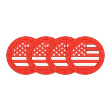 Imagem de Lyxheth 4 peças de porta-copos de carro, almofadas de copo de carro, bandeira americana colorida com inserção da bandeira dos EUA, porta-copos de copo de carro, acessórios de carro 6 cm