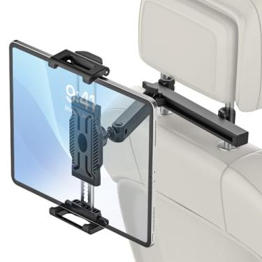 Imagem de INSSKY Suporte para tablet de encosto de cabeça para assento de carro, braço dobrável móvel, suporte para tablet no banco traseiro para viagem, capa de espessura adequada (profundidade máxima de 1,18