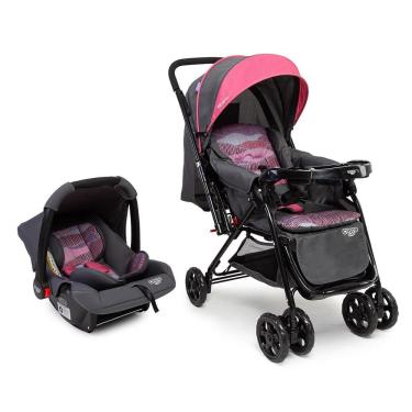 Imagem de Carrinho com Bebê Conforto Travel System Reverse Duo Rosa Onda - Cosco Kids