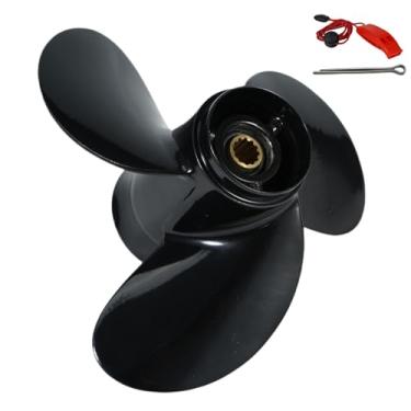Imagem de QIKIRUO Hélice externa de alumínio 8,5 x 6,5 para motor de popa Mercury 8hp 9,9hp Hélice 12 dentes estriados, 48-897610A10