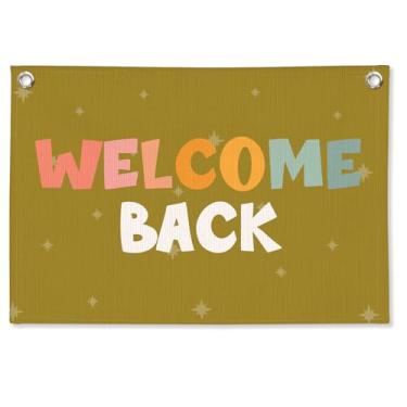 Imagem de STHTTSW Decoração de parede vintage para sala de aula, placa de boas-vindas retrô para pendurar em tela para sala de jogos, quarto infantil de berçário, arte de parede neutra para quarto de criança