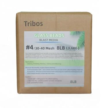 Imagem de Tribos mídia de jateamento de contas de vidro, mídia de jateamento de areia, jateador de areia para compressor de ar - 3,6 kg - 3 máscaras de jateamento (# 4 (30 ~ 40 mesh))