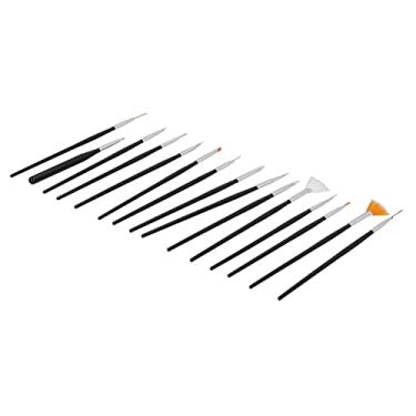Imagem de KIMISS Conjunto de Pincéis Profissionais para Arte Em Unhas, 15 Peças - Forro de Cabelo de Nylon DIY e Pincéis de Pintura para Design de Unhas de Precisão (Conjunto de pincéis a óleo 15 peças preto)