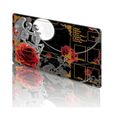 Imagem de TOEMZTFT Playmat for MTG, with Free Storage Bags,Game Mat 24 x 14 inches, TCG and Board Game Mat for Cards,Mousepad Desk Mats，Skeleton Rose