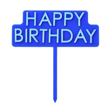 Imagem de Topper de bolo personalizado decoração de bolo para decorações de festa para todos, topo reutilizável de celebração de feliz aniversário decoração de bolo de feliz aniversário para aniversários