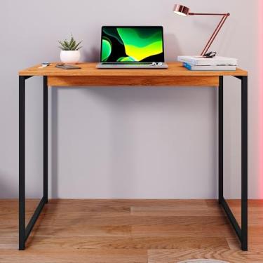 Imagem de Mesa Escrivaninha Estilo Industrial para Escritório e Home Office – Mesa para Computador Compacta com Estrutura Metálica e Fácil Montagem(NATURE/PRETO)