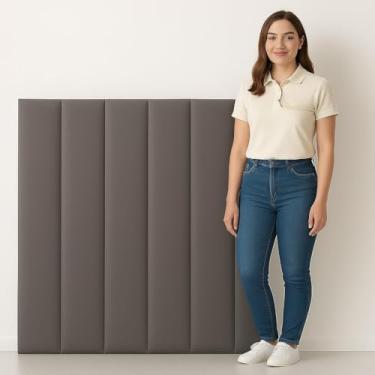 Imagem de Cabeceira Estofada Modular Alta para Cama Box King/Queen/Casal – Kit de Módulos 120x20cm, Vários Tamanhos e Cores(Cinza,Queen - 8 Módulos)