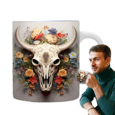 Imagem de Shakven Copo da vaca, caneca | Copo de água de caveira de vaca de cerâmica - Xícara de café e chá, caneca criativa de bebidas para chá, para cacau quente, vinho, leite