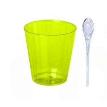 Imagem de KIT 25/50/75/100 COPINHO 25 ML BRIGADEIRO ACRÍLICO + MINI COLHER (150,AMARELO CRISTAL)