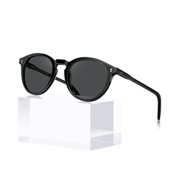 Imagem de Óculos de Sol Redondo CARFIA para Mulheres - Lentes Polarizadas - Proteção UV 100% - Armação em Acetato - Estilo Retrô Clássico - CA2302
