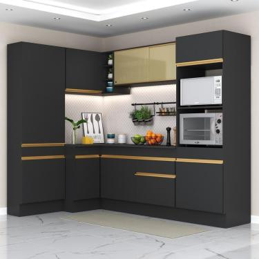 Imagem de Cozinha Completa De Canto Com Armário E Balcão Preta