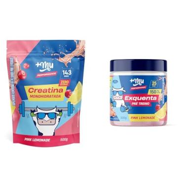 Imagem de +Mu Kit Creatina Pink Lemonade 500g com Pré-treino Exquenta Pink Lemonade