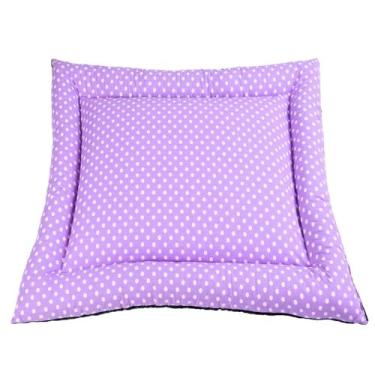 Imagem de Colchonete Pet Retangular Grande, Impermeável, em Tricoline 100% Algodão, com Zíper, 80 x 100 cm, para Cães e Gatos (Mila Lilás)