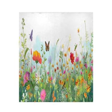 Imagem de ATTX Cobertor de microfibra de veludo com estampa de jardim de verão em aquarela - Cobertor de cama leve ultra macio para sofá, cama, 127 x 152 cm #632