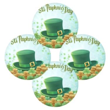 Imagem de ATTX Jogo americano redondo de chapéu de São Patrício para mesa de jantar, jogo americano de decoração do dia de São Patrício, tapetes para mesa de cozinha, conjunto para 4#194