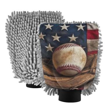 Imagem de Blueangle Pacote com 2 luvas vintage para lavagem de carro para taco de beisebol – luvas de microfibra de chenille para lavagem de carro sem arranhões e limpeza doméstica, luva de detalhamento