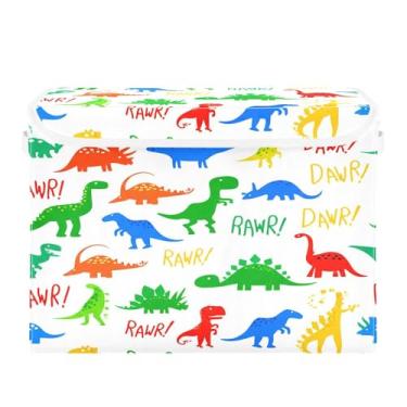 Imagem de SEHANY Cestas de armazenamento engraçadas de dinossauro com tampas, organizador de caixa de armazenamento dobrável, caixas de armazenamento de armário de tecido para roupas cobertor de escritório