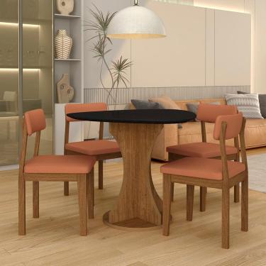 Imagem de Mesa Tampo Orgânico Beijing + 4 Cad. Estofadas Fre/pto/s.terraco - M.a