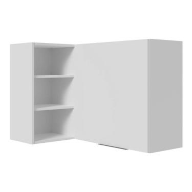 Imagem de Armário Aéreo de Canto para Quarto 1 Porta e 3 Nichos Branco Neo Madesa