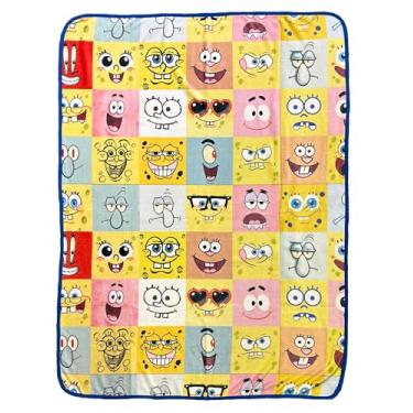 Imagem de Surreal Entertainment Cobertor Nickelodeon Bob Esponja Calça Quadrada Patrick Sandy Squidward Plankton Expressions Manta 114 x 152 cm