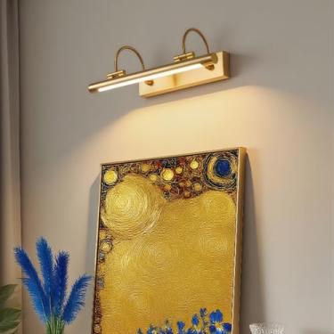 Imagem de LED Candeeiro de espelho casa de banho giratório 270° ângulo ajustável apliques de parede modernos quadro iluminação de parede para quarto sala de estar toucador escadas (luz quente dourada, 43 cm)