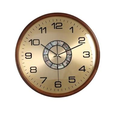 Imagem de Relógio de parede Relógio de parede redondo com design moderno e minimalista, funcionamento silencioso alimentado por bateria para decoração de casa(Walnut wood mother of pearl dial)