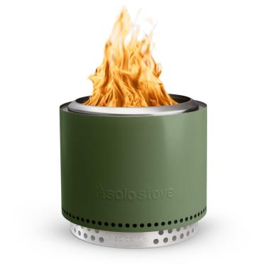 Imagem de Solo Stove Bonfire 2.0 com suporte, fogueira sem fumaça | Lareira a lenha com panela de cinzas removível, fogueira portátil ao ar livre para acampamento, aço inoxidável, A: 42,5 cm x diâmetro: 49,5 cm, 11,4 kg, cor: verde-oliva