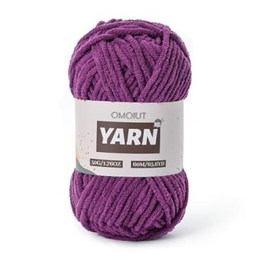 Imagem de Fio de crochê grosso de chenille de pelúcia - fio de bebê para crochê macio - fios de veludo para artesanato em cobertores - Fios amigurumi fofos de 50 g (violetas)