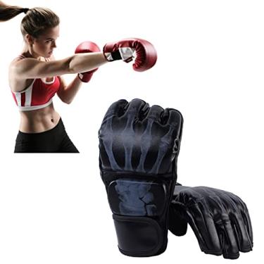 Imagem de Yinhing Par de Luvas de Boxe de Meio Dedo Feitas de Couro PU Premium, Ideais para MMA, Muay Thai e Kickboxing para Sacos de Pancadas, Design de Cores de Treinamento