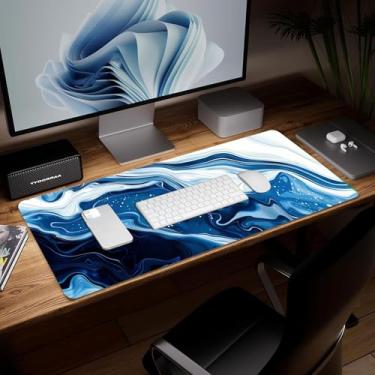 Imagem de Tapete de mesa simples de couro, mouse pad de arte colorida grande teclado de computador para jogos, capa e protetor de mesa à prova d'água, tapete decorativo de couro PU para laptop, decoração de