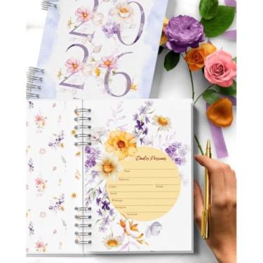 Imagem de Agenda 2026 DATADA, personalizada COM O NOME DO COMPRADOR, folhas decoradas, A5, 2 dias por página(folhas decoradas,Encanto)