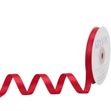 Imagem de Kryvus Fita de cetim vermelha, dupla face 9,5 cm x 25 m, fita de cetim premium para embrulho de presente, artesanato, fabricação de laços de cabelo, costura, buquê de flores, decoração de festa de
