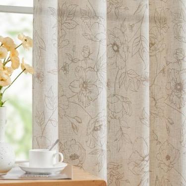Imagem de Cortinas jinchan Floral Linen 160x160cm para sala de estar taupe