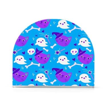 Imagem de Wassud Porta-guardanapos de acrílico Halloween Cats Doodles, dispensador de guardanapos de papel moderno em forma de U para mesa, cozinha, sala de jantar, bancada 1 peça (comporta 50-60 guardanapos)