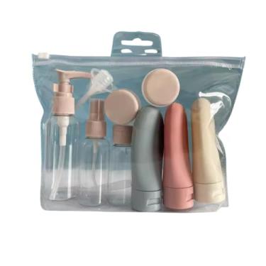 Imagem de Kit Fraco de Viagem 11 Peças Silicone com Necessaire Recarregáveis para Shampoo Condicionador Sabonete Creme Álcool em Gel Maquiagem e Cosméticos