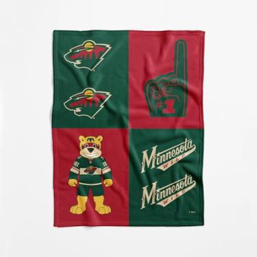 Imagem de Cobertor NHL Minnesota Wild oficialmente licenciado para bebê, 101 x 127 cm, poliéster leve e macio, design dominó