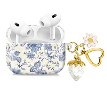 Imagem de Compatível com AirPod Pro 2ª/1ª geração, 2023/2022/2019, a capa de fone de ouvido sem fio totalmente protegida à prova de choque vem com um lindo e lindo pingente de chaveiro de morango (Crystal 1)