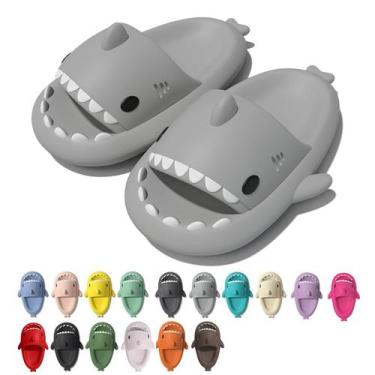 Imagem de Sandália rosyclo Shark Cute Slides, antiderrapante, cinza 46/47
