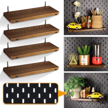 Imagem de SEMPOMA Prateleira de quadro de madeira de nogueira, acessórios de Pegboard, prateleiras de madeira com ganchos de Pegboard, compatível com IKEA Skadis Pegboard (4 peças)