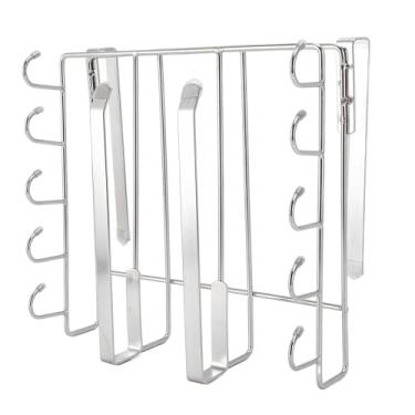 Imagem de Aramox Sob a Prateleira de Suspensão do Armário, Cremalheira de Armazenamento de Aço Inoxidável Com Ganchos Múltiplos para Utensílios de Cozinha, Toalhas de, Copos, Placas de (SILVER)