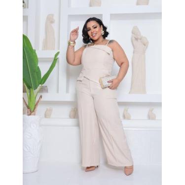 Imagem de Conjunto Pantalona e blusa assimetrica Elegante Feminino Tecido Luis T