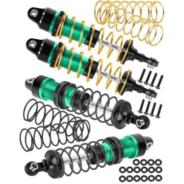 Imagem de RCMYou RC Aluminum Alloy Shocks Upgrades Part for 1/16 Mini Maxx 4WD (107154-1),Mini XRT VXL-3S (108076-1) RC Truck, Front & Rear Big Bore RC Shock Absorber Hops Up,Green