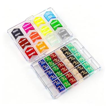 Imagem de 72 Pieces MTG Dice Counters and Abilities Keywords Creature Stats Buff Acrylic Tokens with Box for MTG TCG Games Gift Gaming Accessories (Colors)