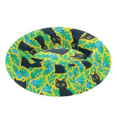 Imagem de SEHANY Cama de cachorro com estampa de gatos fofos, removível e lavável, pequena, redonda para gatos, cama fofa super macia para animais de estimação com fundo antiderrapante para cães pequenos e