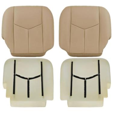 Imagem de SecosAutoparts Capa de assento de couro de substituição para motorista e passageiro #522 compatível com Chevy Silverado GMC Sierra 1500 2500 3500 HD 2003 2004 2005 2006 2007