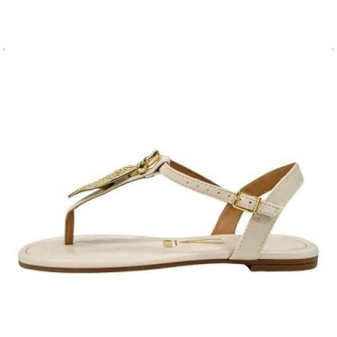Imagem de Sandalia Vizzano Rasteira Ankle Strap Metalizada, 36, Branco off