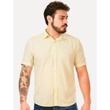 Imagem de Camisa Aramis Masculina Manga Curta Slim Algodão Willis Amarela-Masculino